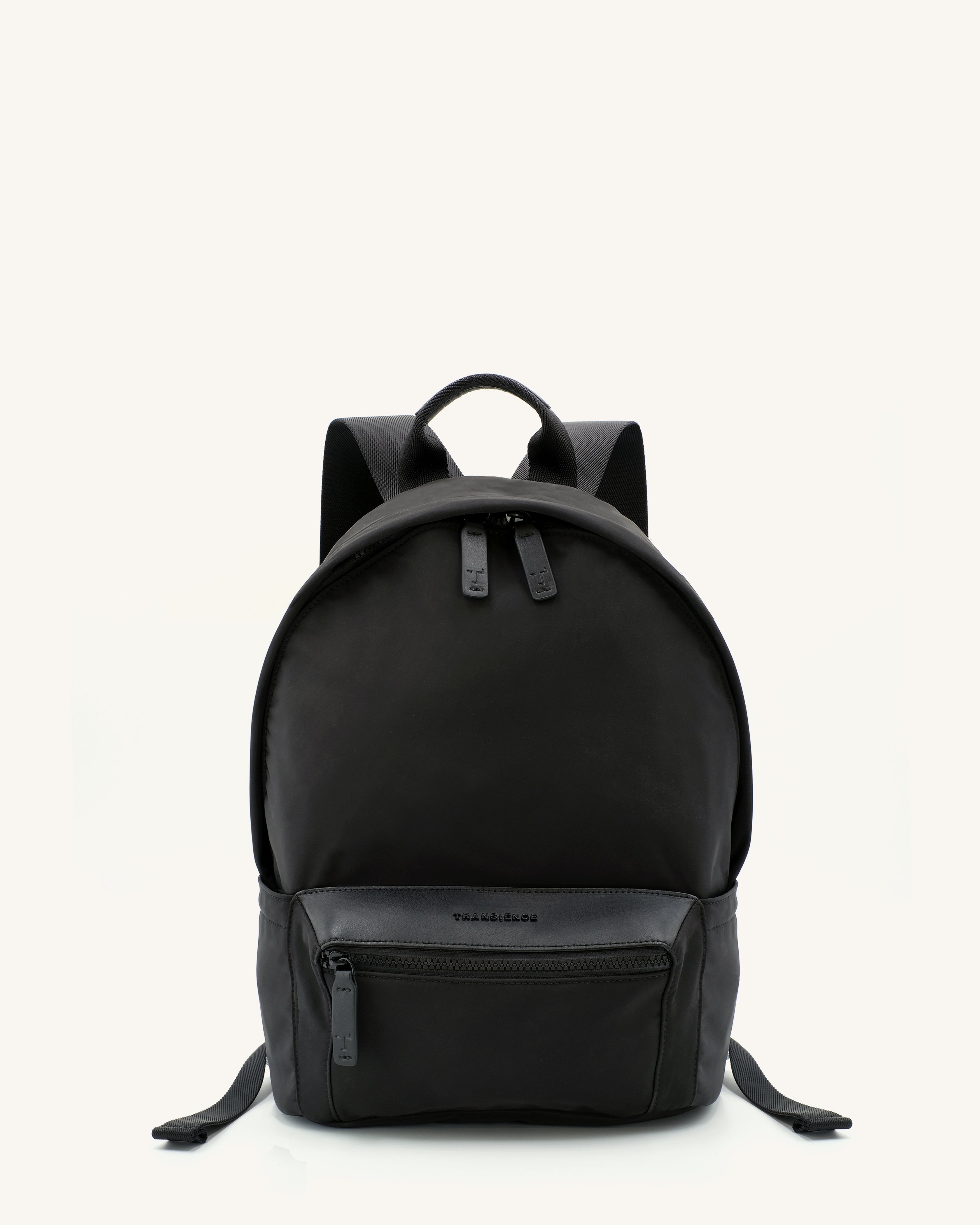 black and leather trans backpack Trappola woven canvas interior Laptop Backpack Trans Backpack Black